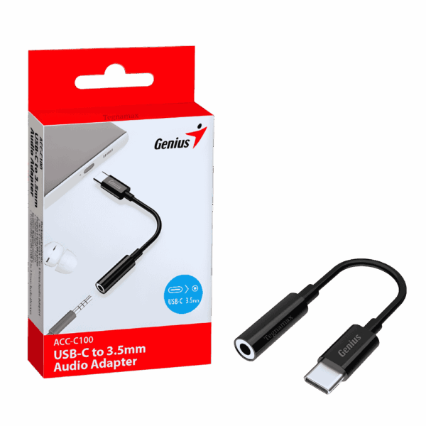 Adaptador Genius OTG USB Tipo C a Jack Audio 3.5mm