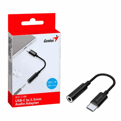 Adaptador Genius OTG USB Tipo C a Jack Audio 3.5mm