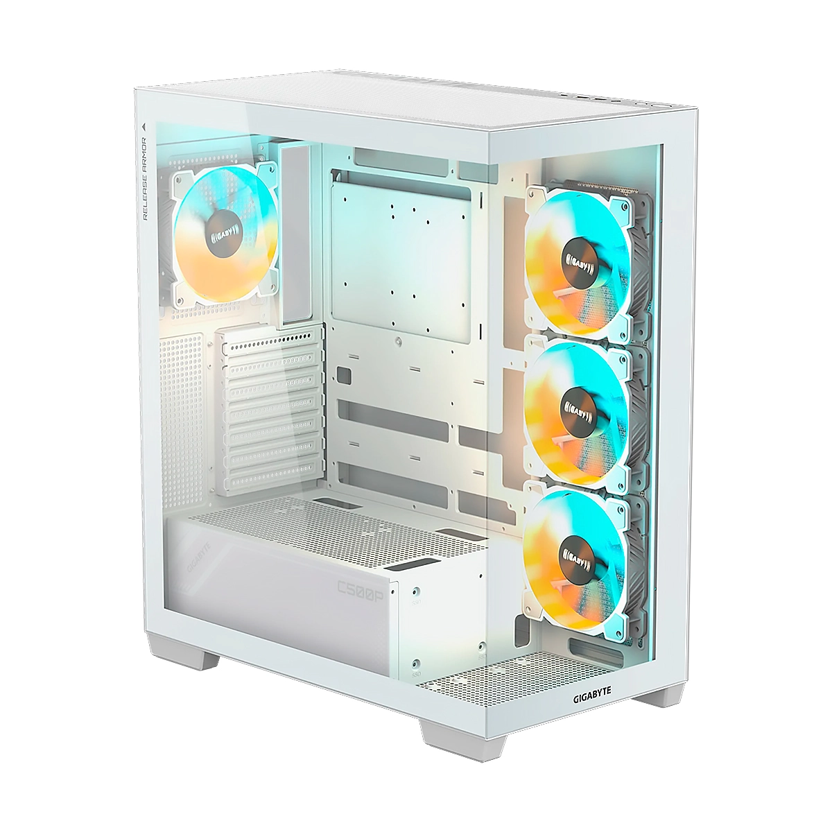 Case Gigabyte C500 Panoramic Stealth ICE Mid-Tower Vidrio Templado USB-C 4 Ventiladores ARGB Blanco