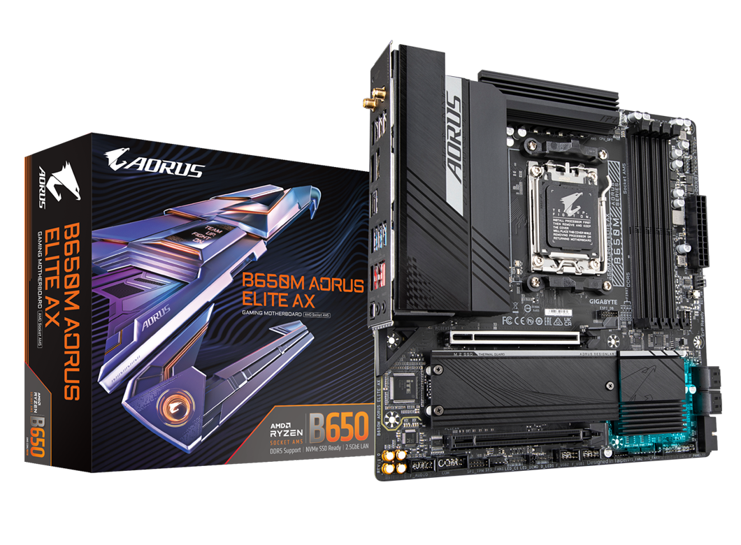 Gigabyte B650M Aorus Elite AX AM5 DDR5 4 Slots HDMI DP 2.5 LAN WiFi Bluetooth mATX