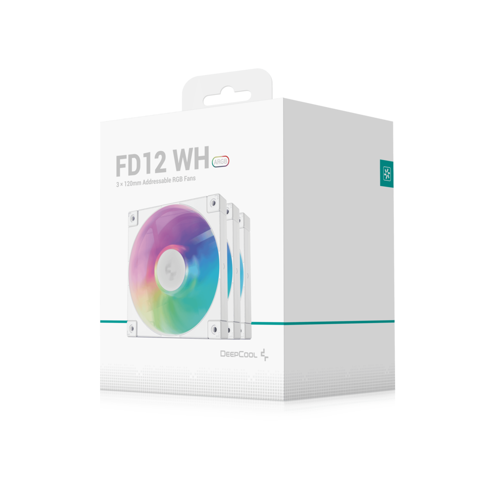 Ventilador Deepcool FD12 ARGB 120mm Pack 3 Fans Blanco