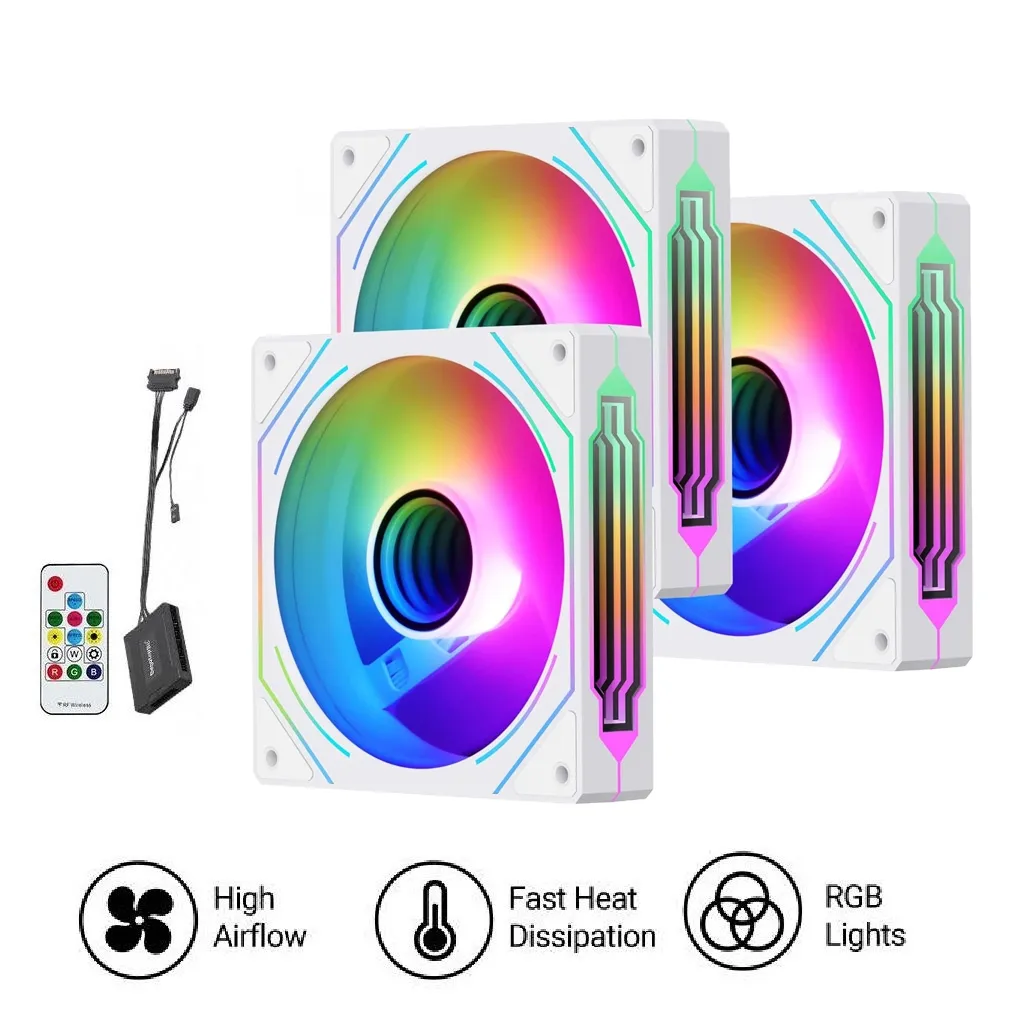 Pack Ventiladores Segotep HB12 ARGB Blanco 3 Fans + Control Remoto