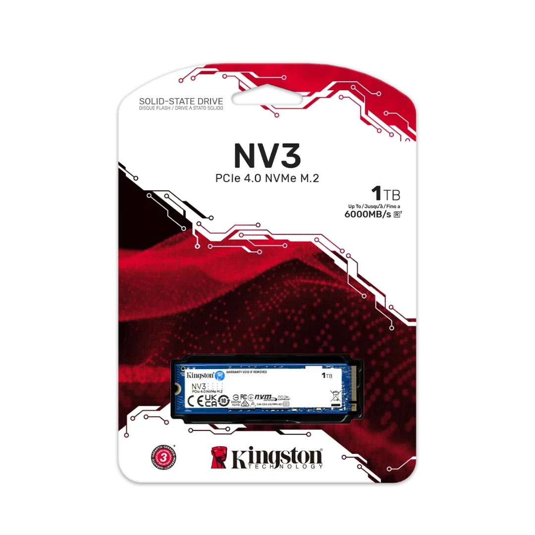 Disco Sólido Kingston NV3 1TB M.2 2280 PCIe 4.0 x4 NVMe SNV3S-1000G 6000-4000MB/s NAND