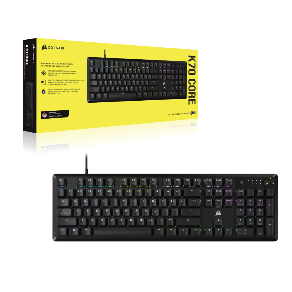 Teclado Mecánico Corsair K70 Core Switches Red Quiet Keypress