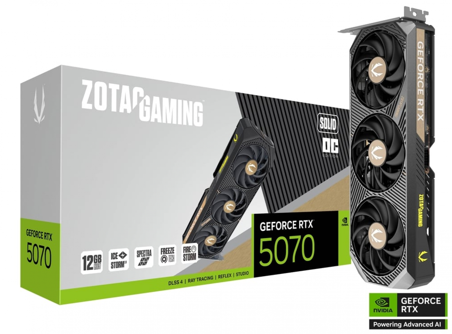 Tarjeta de Video Zotac GeForce RTX 5070 Solid OC 12GB GDDR7 DLSS4