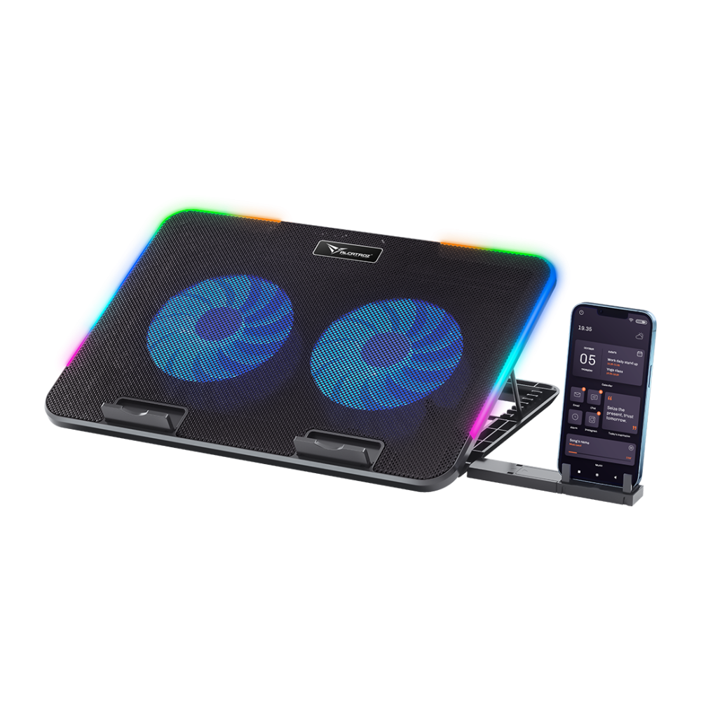 Base de Ventilación Alcatroz VENDAVALG2 RGB XXL 2 Ventiladores con Soporte para Celular