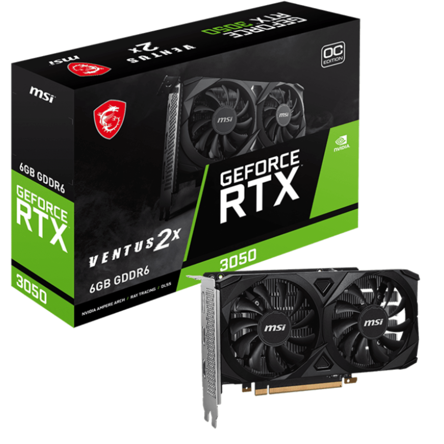 Tarjeta Gráfica MSI Ventus 2X GeForce RTX 3050 6GB OC Edition GDDR6