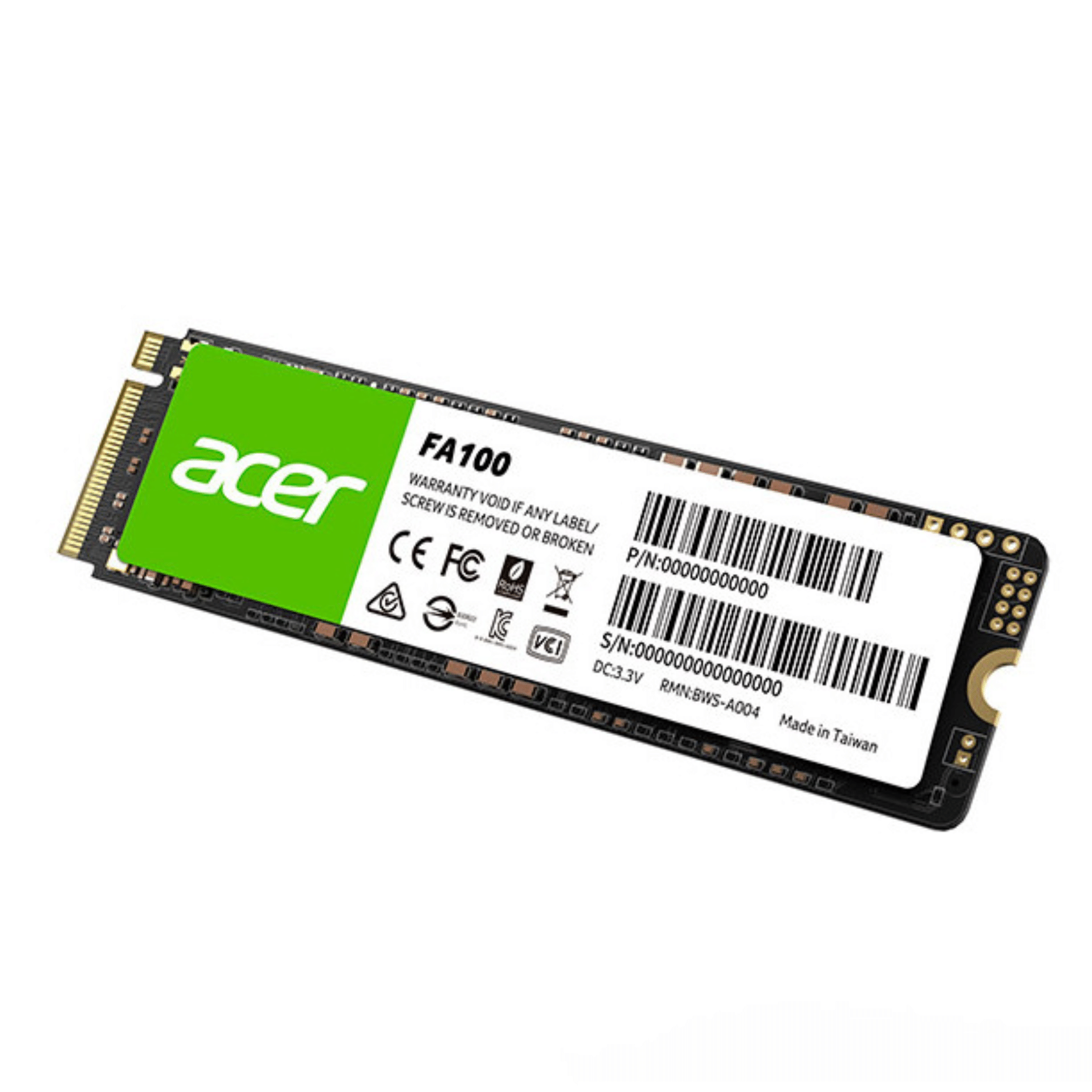 Disco Sólido Acer FA100 512GB M.2 2280 NVMe Gen3 PCIe 3.0 3300/2700 MB/s