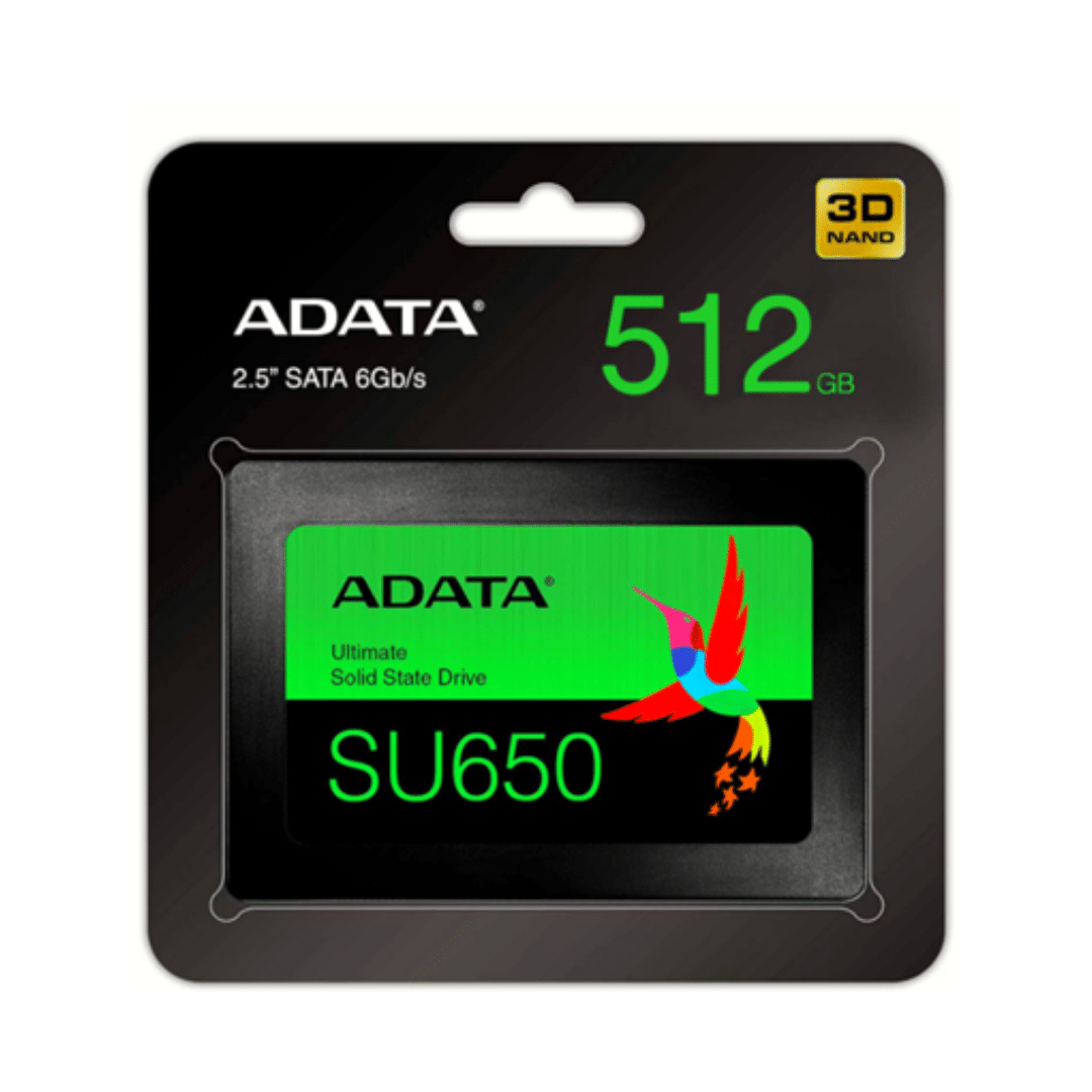 Disco Sólido ADATA SU650 512GB SATA 6Gb/s 2.5 Pulgadas 3D NAND Lectura 520MB/s Escritura 450MB/s