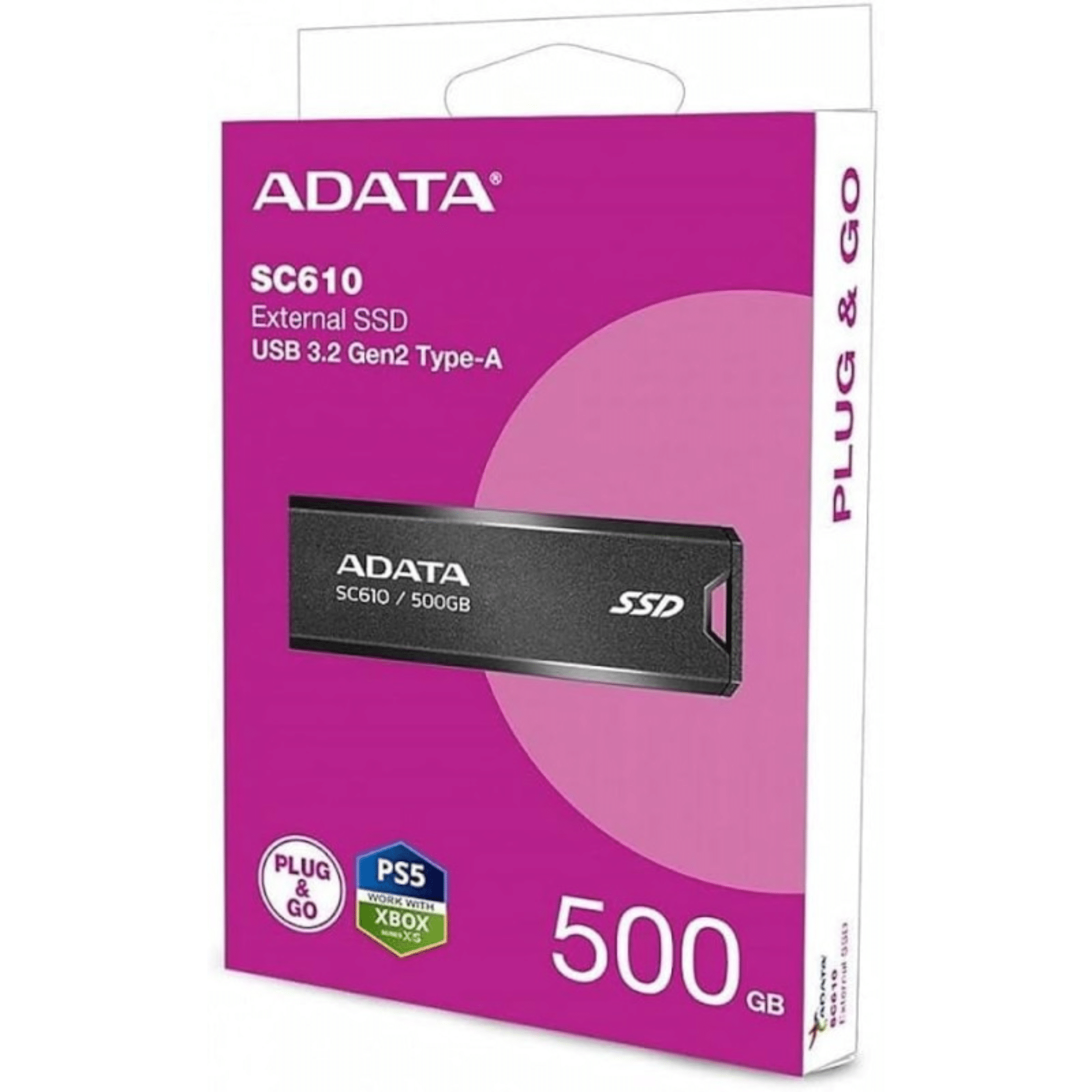 Disco Sólido Externo ADATA SC610 500GB USB 3.2 Gen2 550/500 MB/s Compatible PS5 Xbox