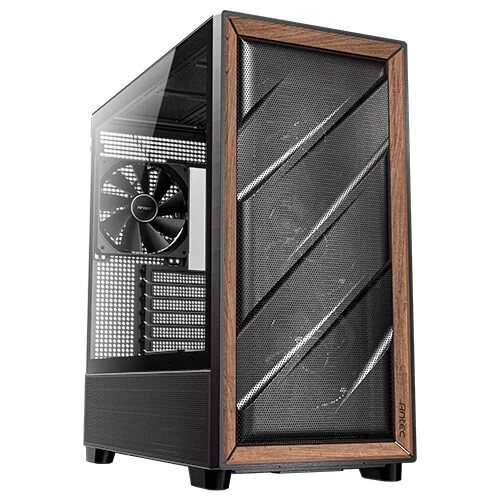 Case Antec Flux Wood Negro Mid Tower 3x120mm Frontal 1x120mm Reverse Fan 1x140mm Trasero