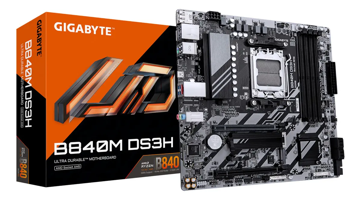 Mainboard Gigabyte B840M DS3H AM5 DDR5 Hasta 256GB PCIe 4.0 Micro-ATX