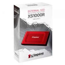 Disco Sólido Externo Kingston XS1000 2TB USB 3.2 Gen 2 1050MB/s Lectura 1000MB/s Escritura NAND 3D Rojo