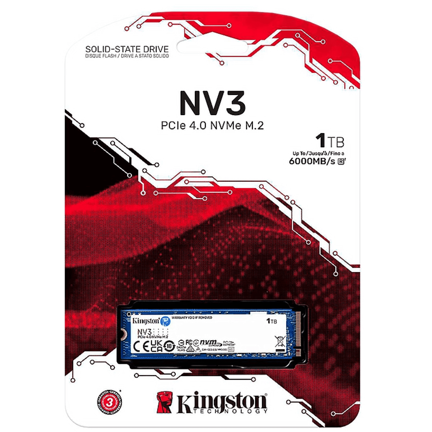 Disco Sólido Kingston NV3 1TB M.2 2280 NVMe PCIe 4.0 hasta 6000MB/s
