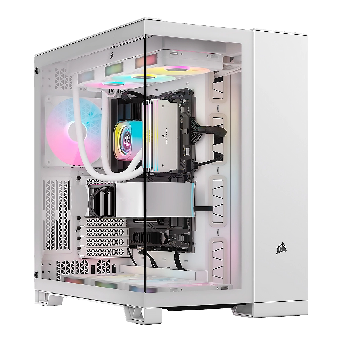 Case Corsair iCUE Link 6500X RGB ATX Mid Tower 3 Ventiladores System Hub Doble Cámara Blanco