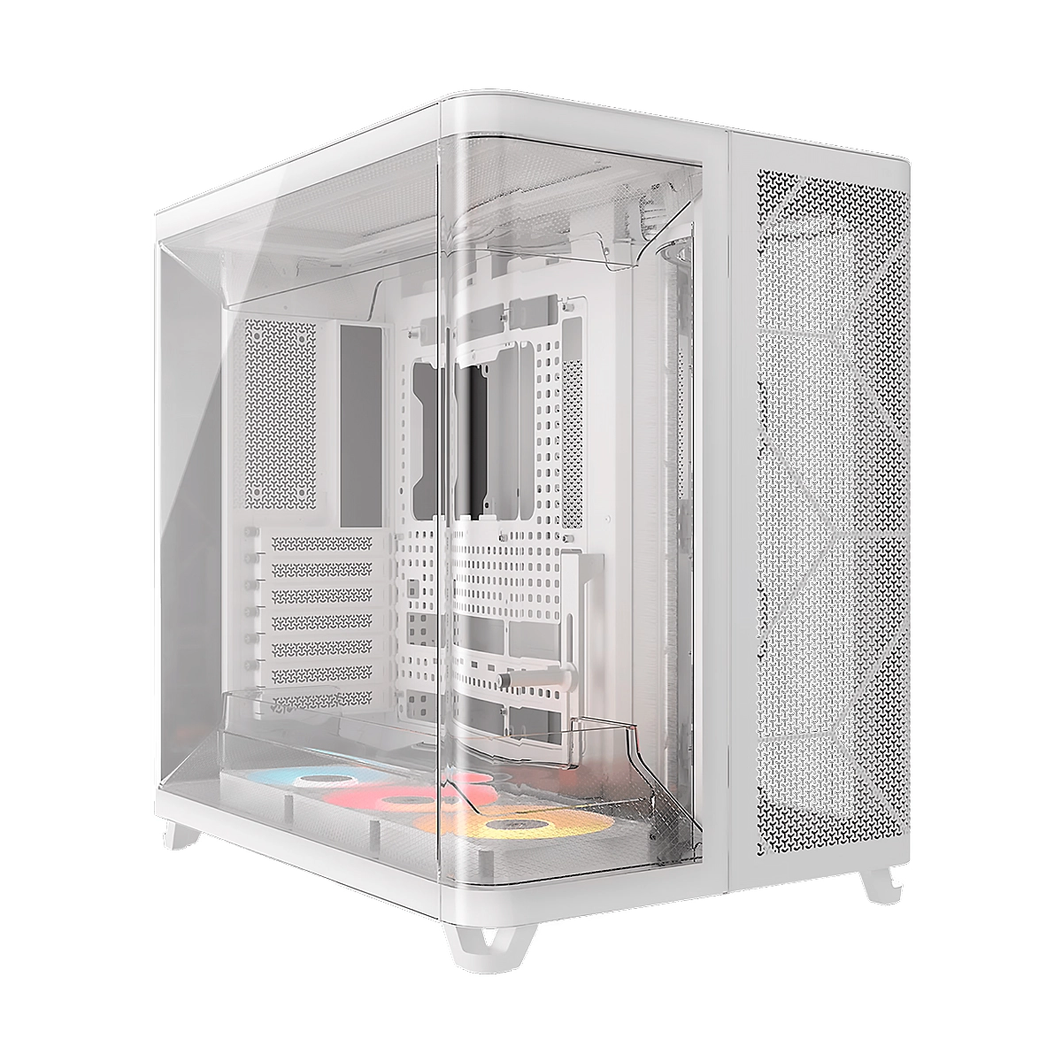 Case Corsair ATX Air 5400 LX-R Triple Cámara RGB iCUE Link Tempered Glass 2x USB 3.2 HD-Audio Mid-Tower Blanco