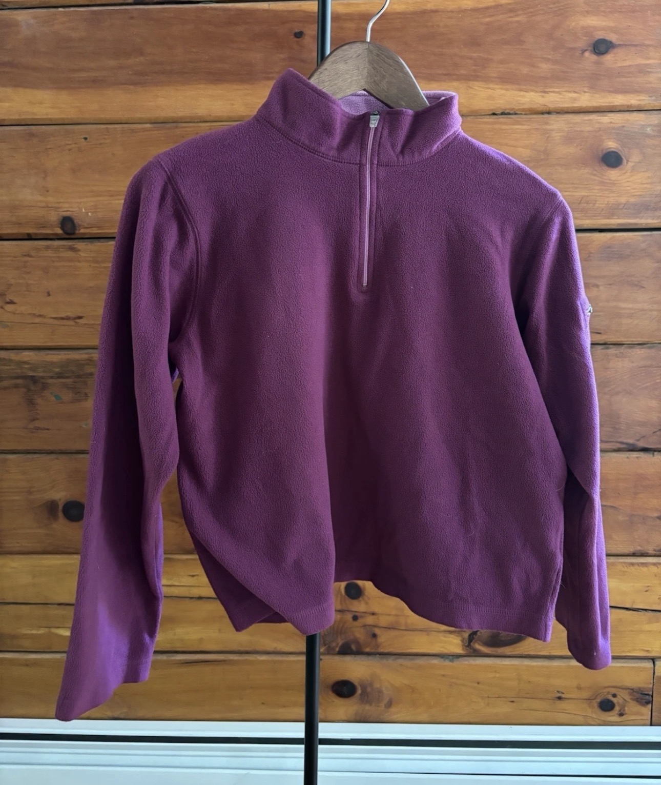 L.L.Bean Fleece 1/4 Zip Pullover Sweatshirt Purple Mock Neck Girls Size L