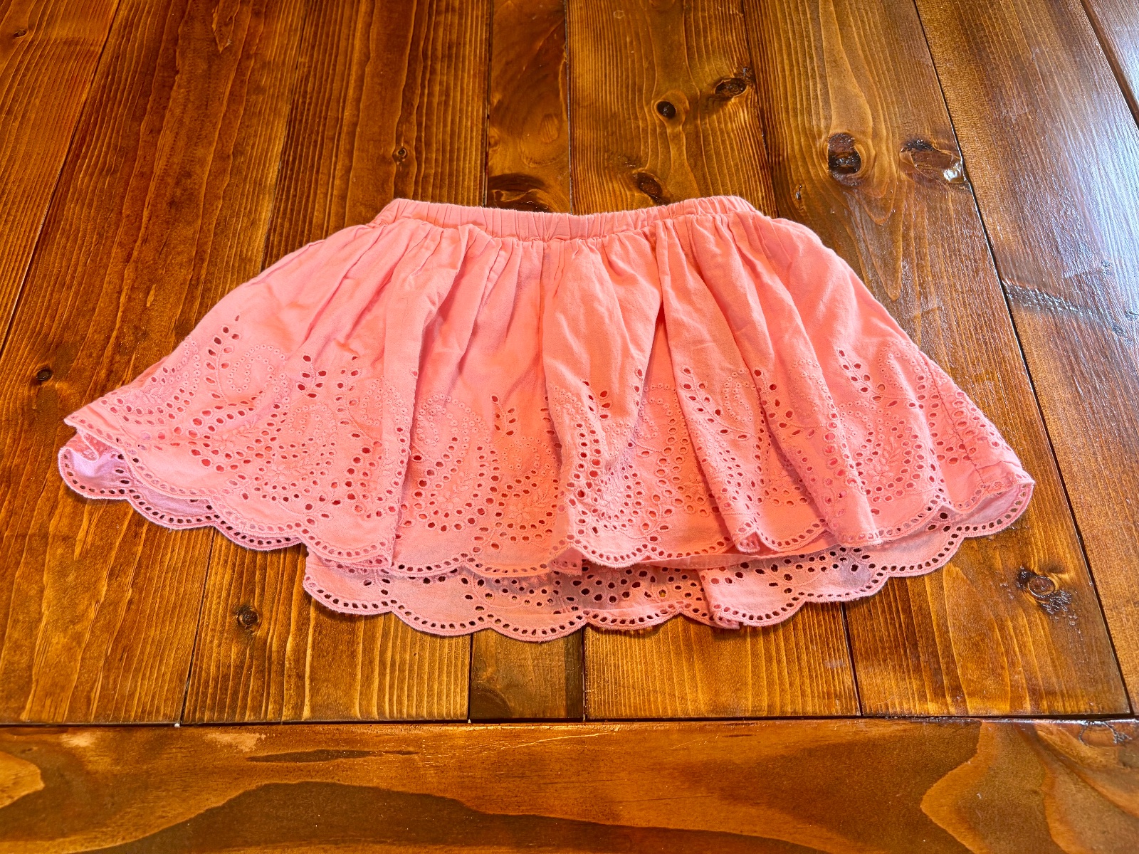 GapKids Girls Pink Eyelet Embroidered A-Line Pull-On Skirt Elastic XS (4-5)