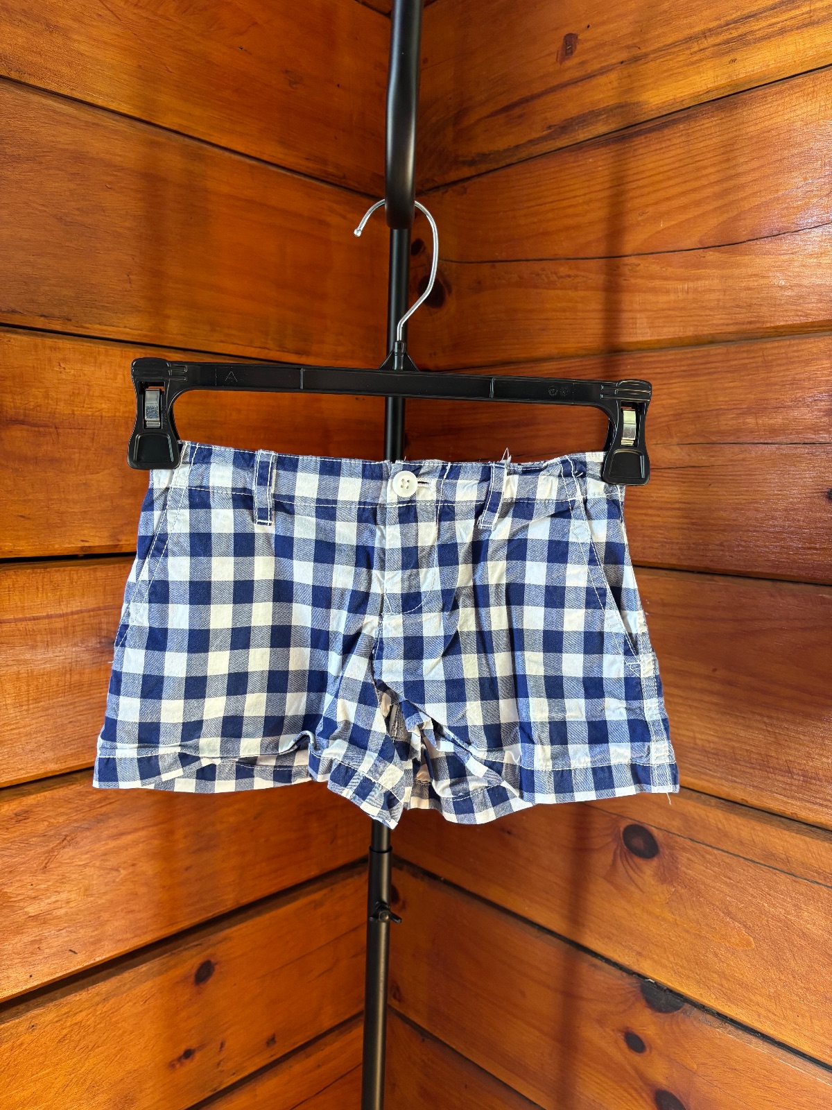 Polo Ralph Lauren Girls Chino Shorts Size 5 Blue/White Check Cotton Button