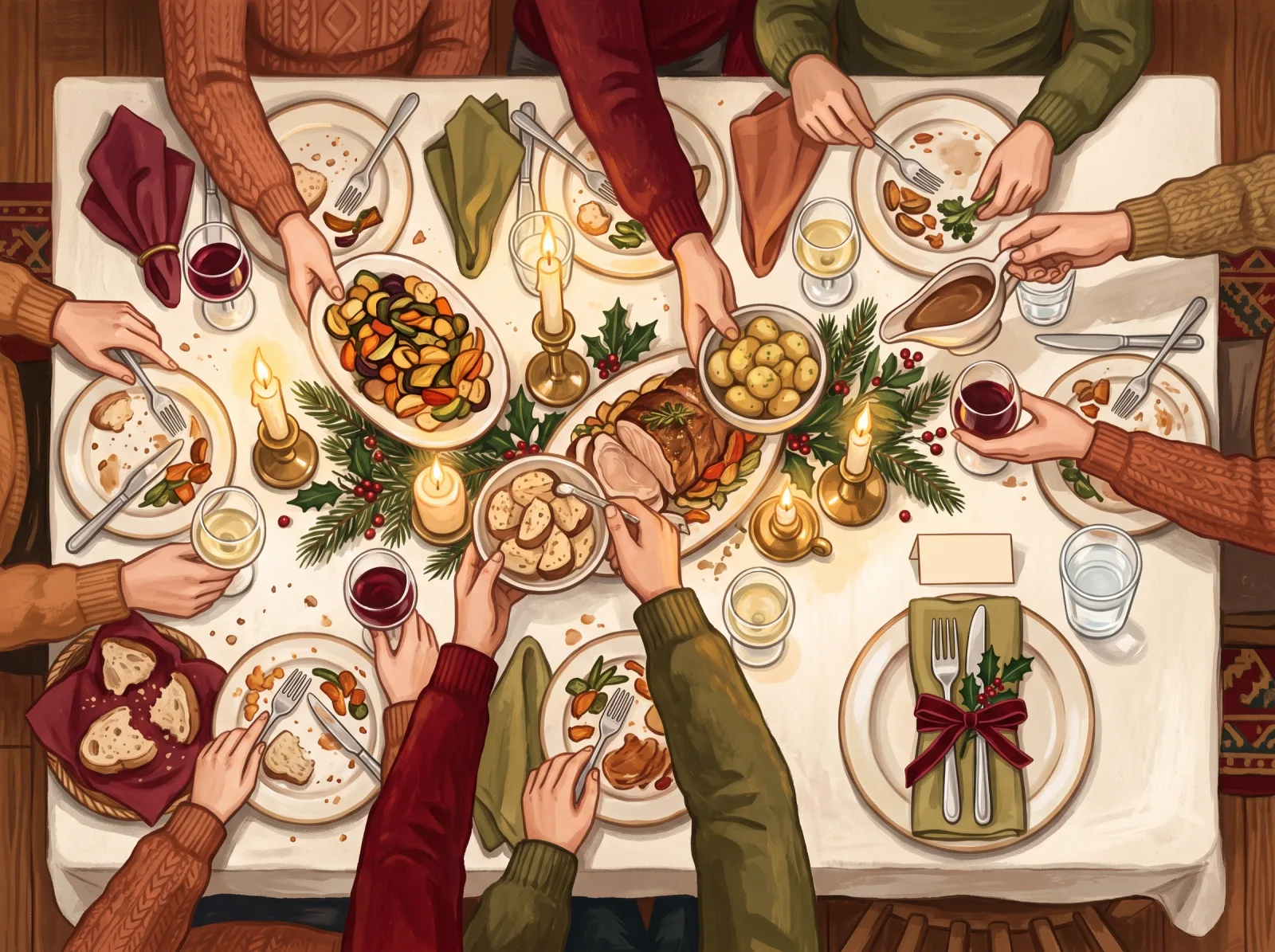 Postal Mesa de Nochebuena: nuestra cena, como todos los años, con tu hueco