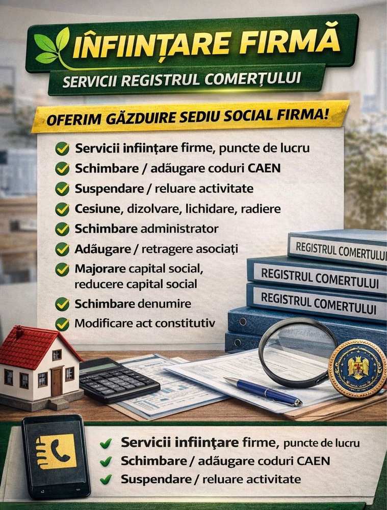 Servicii juridice înființare și modificări firmă SRL