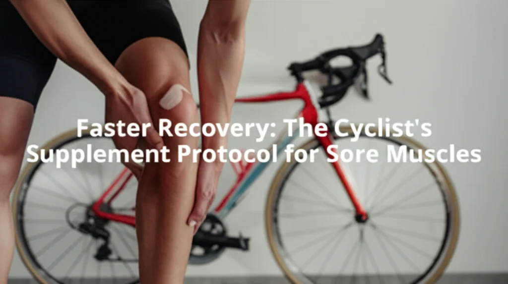 A high-quality hero image for an article titled "Faster Recovery: The Cyclist's Supplement Protocol for Sore Muscles"