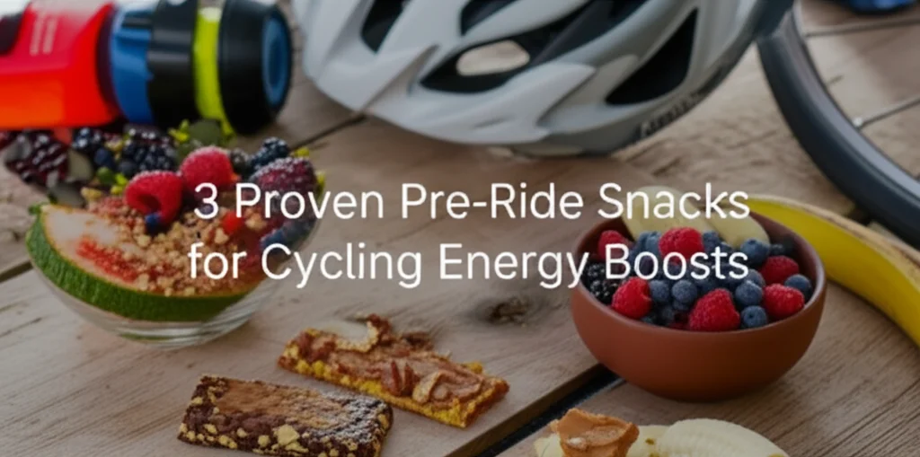A high-quality hero image for an article titled "3 Proven Pre-Ride Snacks for Cycling Energy Boosts"