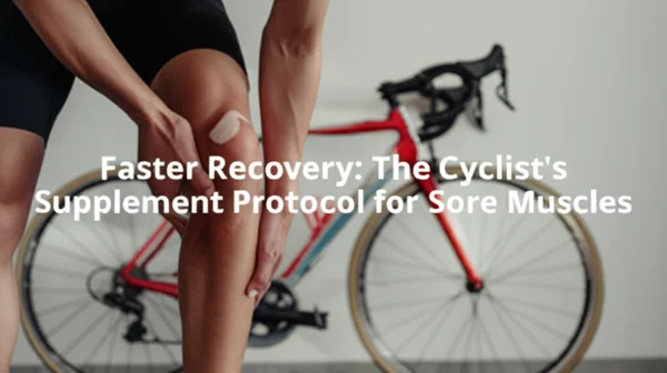 A high-quality hero image for an article titled "Faster Recovery: The Cyclist's Supplement Protocol for Sore Muscles"