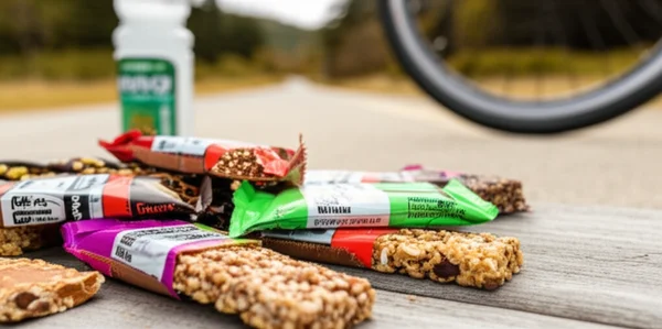 A high-quality hero image for an article titled "Best Energy Bars for Long Rides"