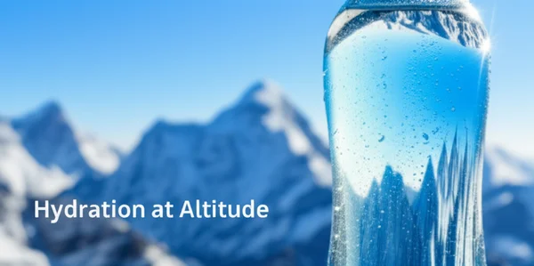A high-quality hero image for an article titled "Hydration at Altitude"