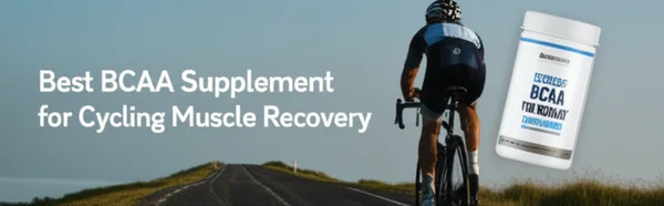 A high-quality hero image for an article titled "Best BCAA Supplement for Cycling Muscle Recovery"