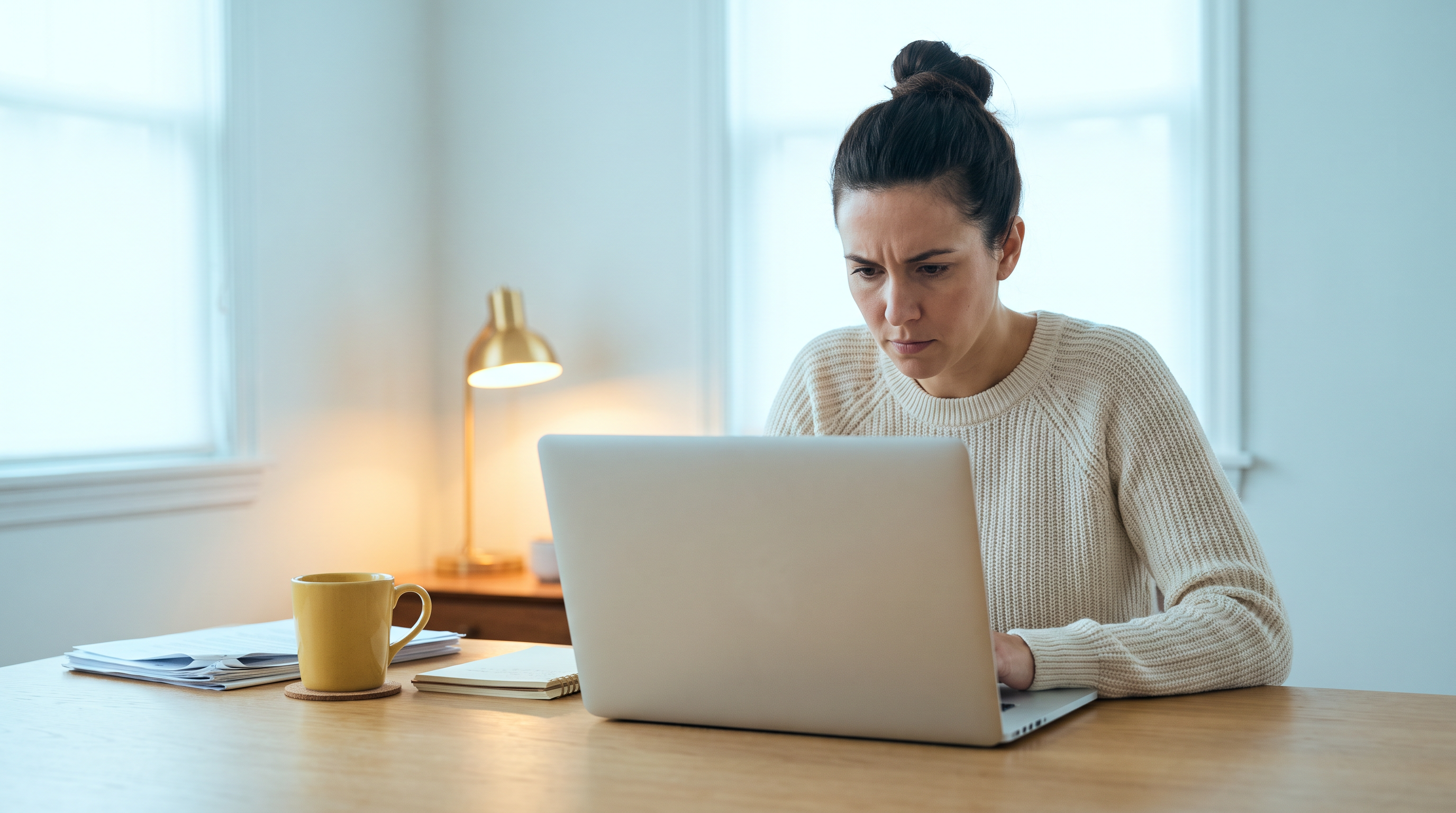 Focused woman founder at her laptop choosing an Ellevate Network alternative built around her goals
