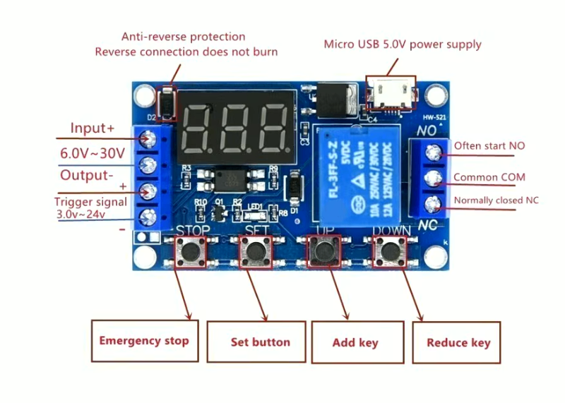 Imagen 4 de Módulo Temporizador Timer Con Relé 6-30v 5a Multiusos