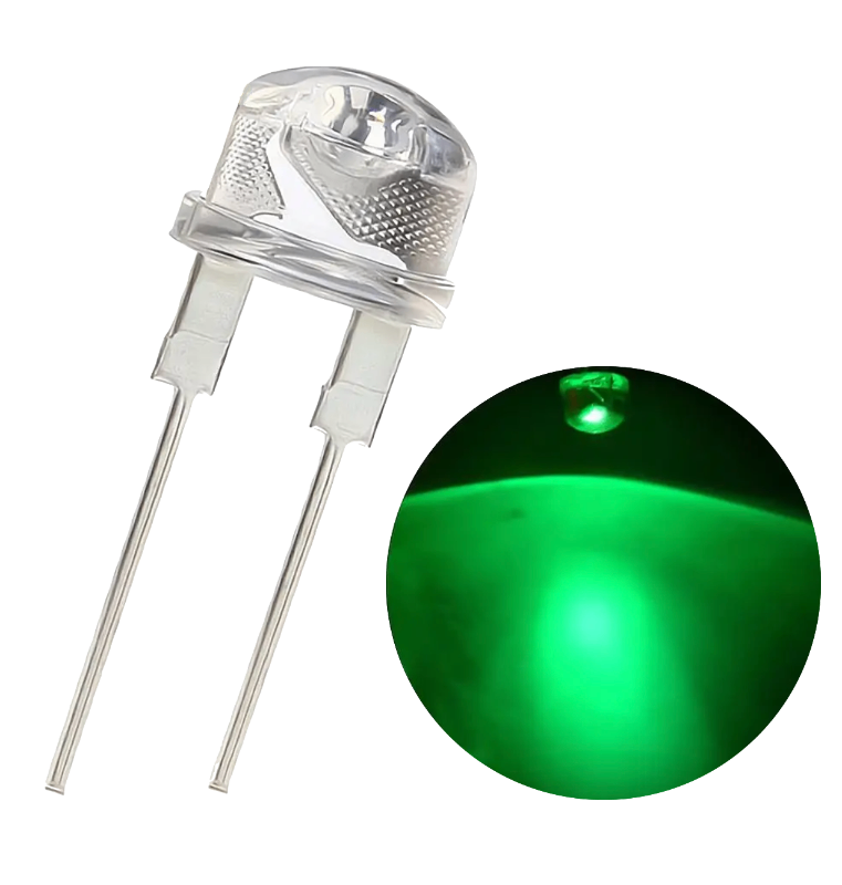 Led Straw hat 8mm Verde 50 Piezas