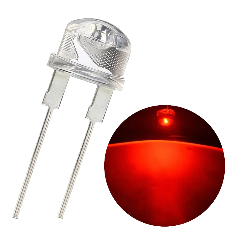 Led Straw hat 8mm Rojo 50 Piezas