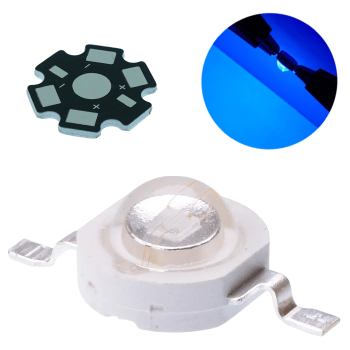 Led 3w Azul 455 - 460nm Epistar 10 Leds + 10 Bases