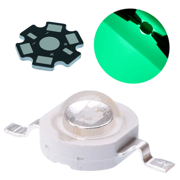 Led 3w Epistar Verde Alta Potencia 10 Leds + 10 bases