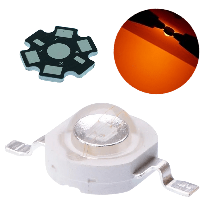 Chip Led 3w Epistar Orange Naranja 10 Leds +10 Bases