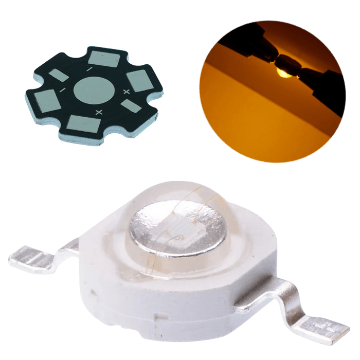 Led 3w Epistar Amarillo Ambar 590nm 10 Leds + 10 Bases