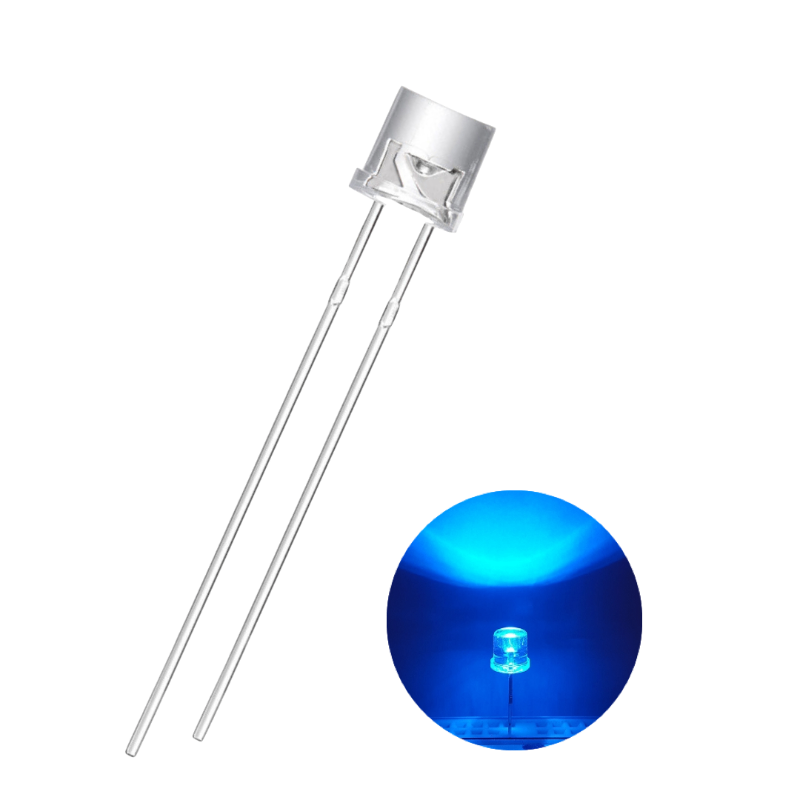 Led 5mm Flat Top Azul 455-460nm Everlight Led