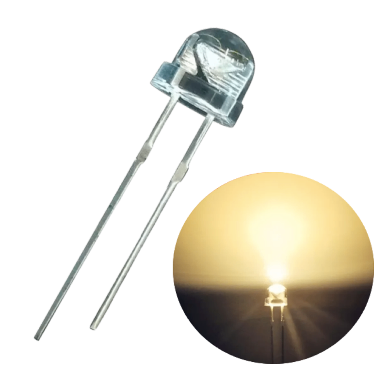 Led 5mm Straw Hat Blanco Cálido 3500k Everlight Led