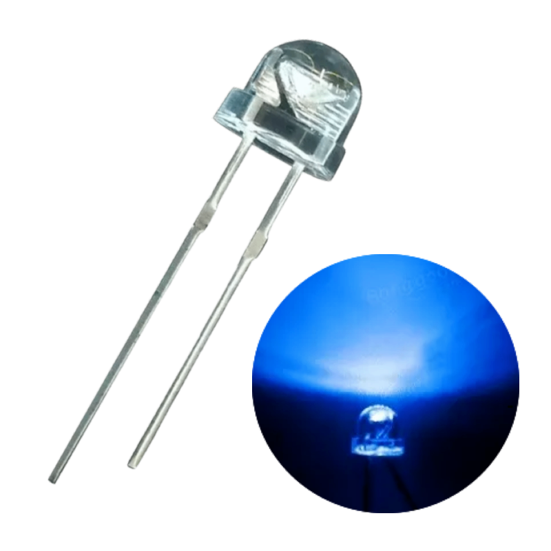 Led 5mm Straw Hat Azul 455 - 460nm Everlight Led