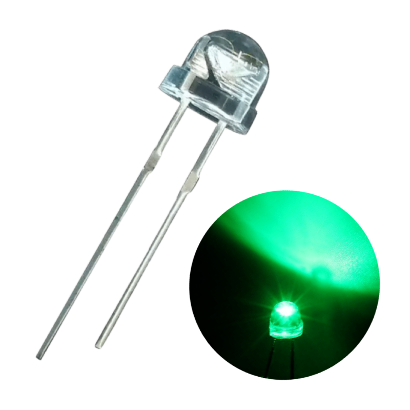 Led 5mm Straw Hat Verde 530nm Everlight Led