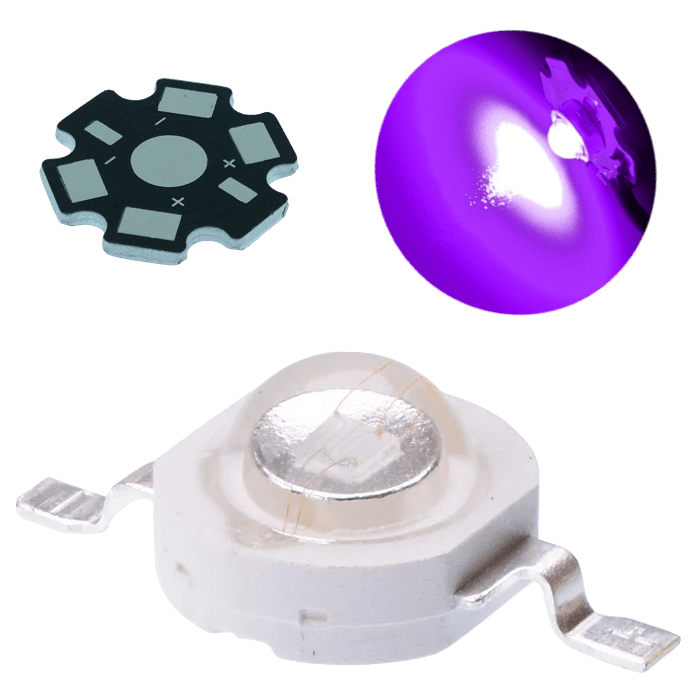 Led 3w Epistar Uv Ultravioleta 395nm 6 Piezas + 6 bases