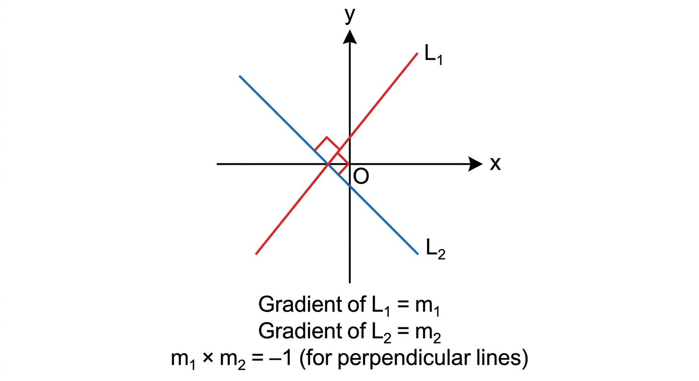 Diagram showing two perpendicular lines intersecting at a 90-degree angle, marked with a square.