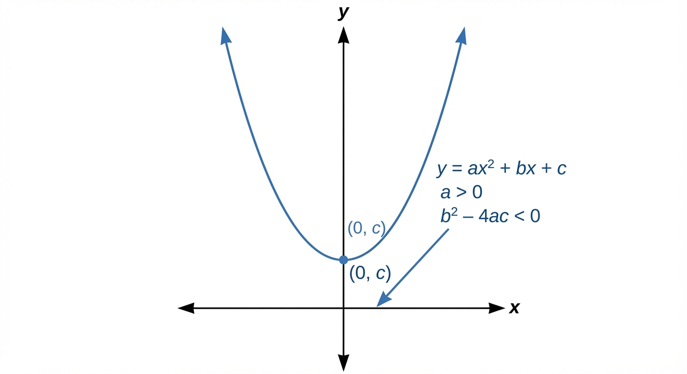 A U-shaped parabola floating entirely above the x-axis, not touching it at all.