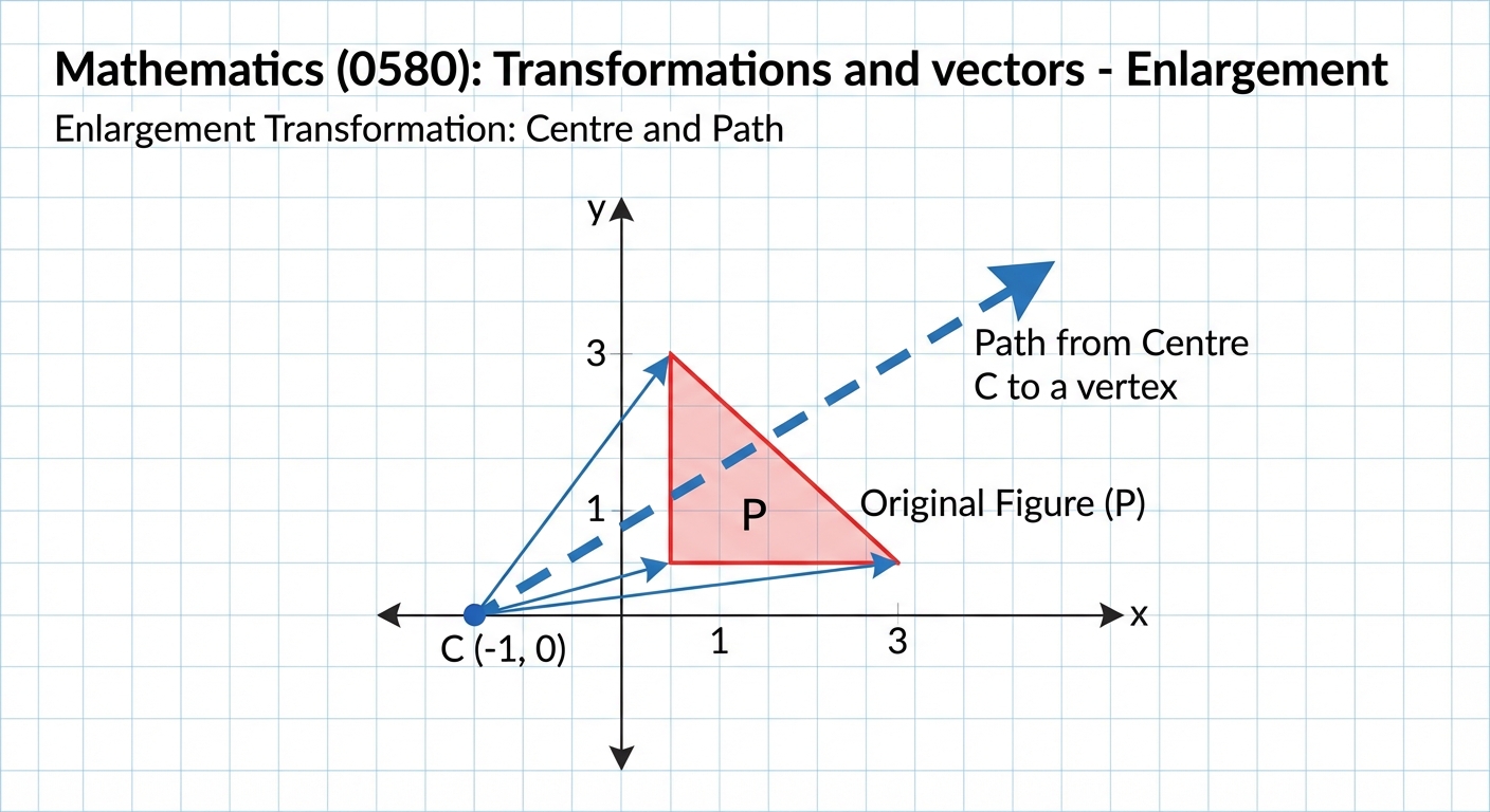 A diagram showing a triangle being reflected in the vertical line x=1. Dotted lines connect each original vertex to its reflected vertex, showing they are an equal distance from the mirror line.