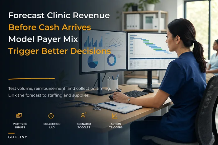 Clinic revenue forecasting model for payer mix and seasonality