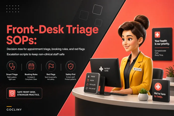 Front-desk triage SOPs to prioritize appointment requests and escalate clinical urgency safely