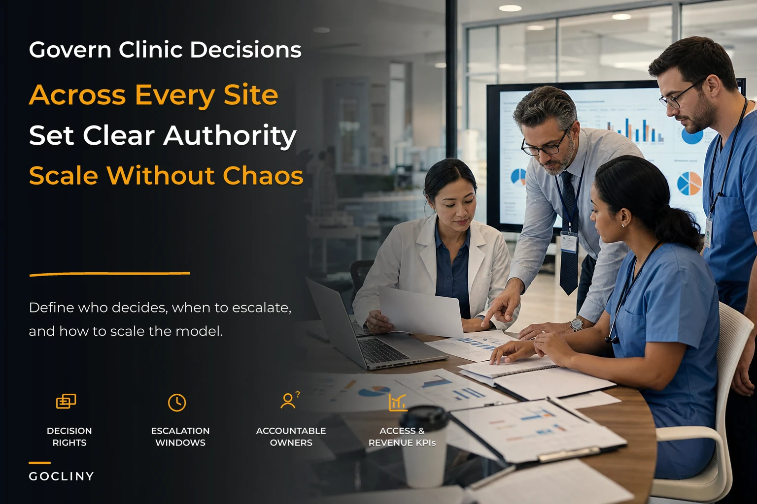 Multi-site clinic governance framework for operational decision rights